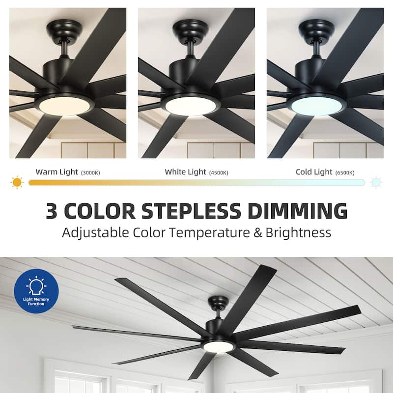 Moasis 72 Inch 8 Blades Ceiling Fans with Lights and Remote Control