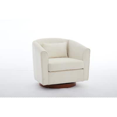 Swivel Wide Upholstered Sofa Chairs with Wood Base Side