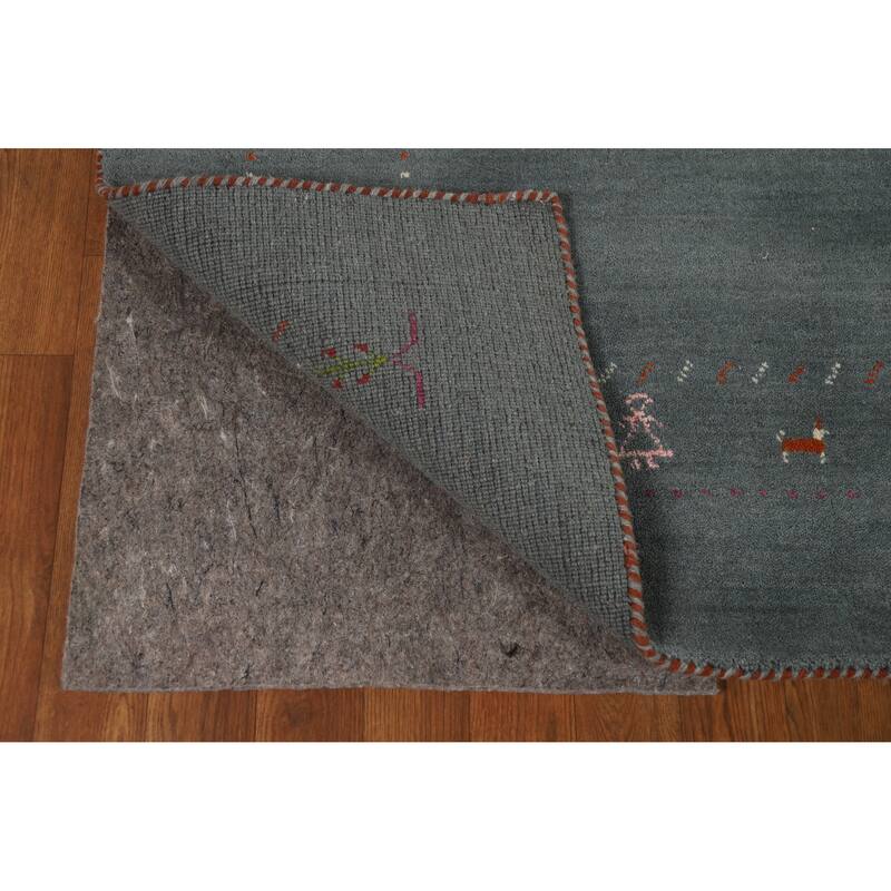 Hand Knotted Oriental 100% Wool Carpet Tribal Tribal Navy Blue & Blues Gabbeh Area Rug - 7' 8'' X 5' 0''