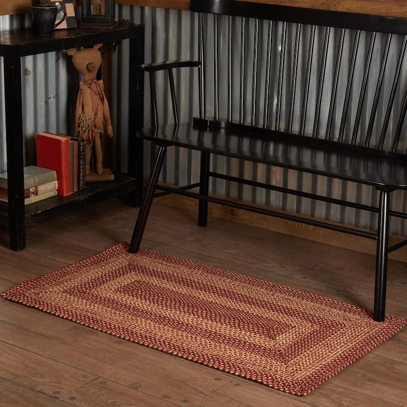 Burgundy Tan Jute Rug Rect w/ Pad 27x48 - 27" x 48" Rectangle - 27" x 48" Rectangle - Red