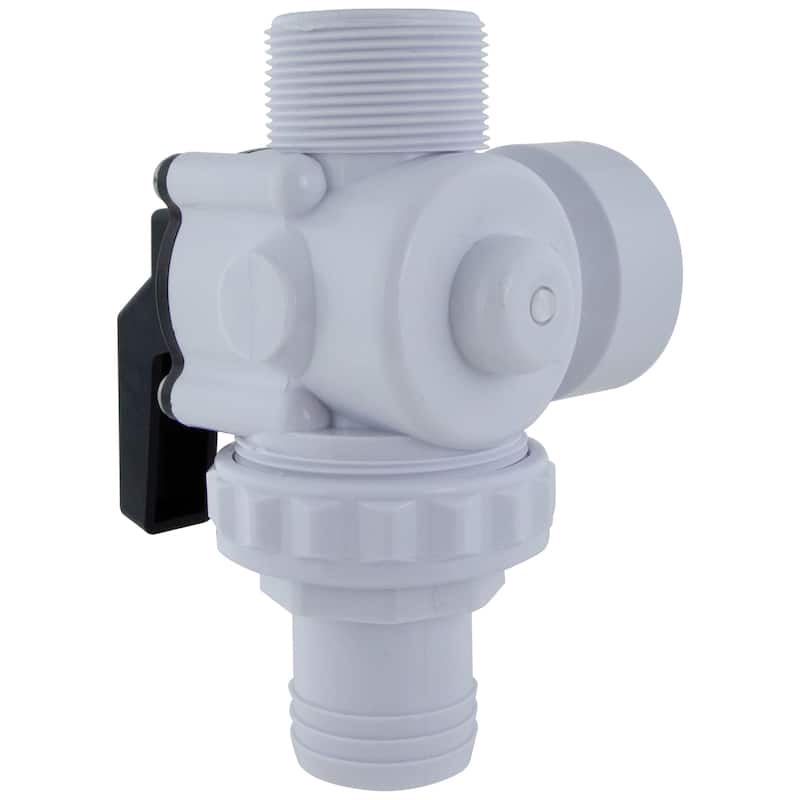 6.25-Inch White HydroTools Swimming Pool and Spa Standard Left Outlet 3-Way Ball Valve - 6.25"