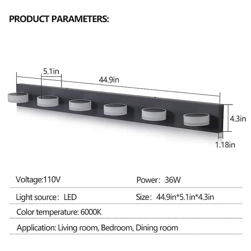 Black Modern LED Vanity Lights Bathroom Light Fixture