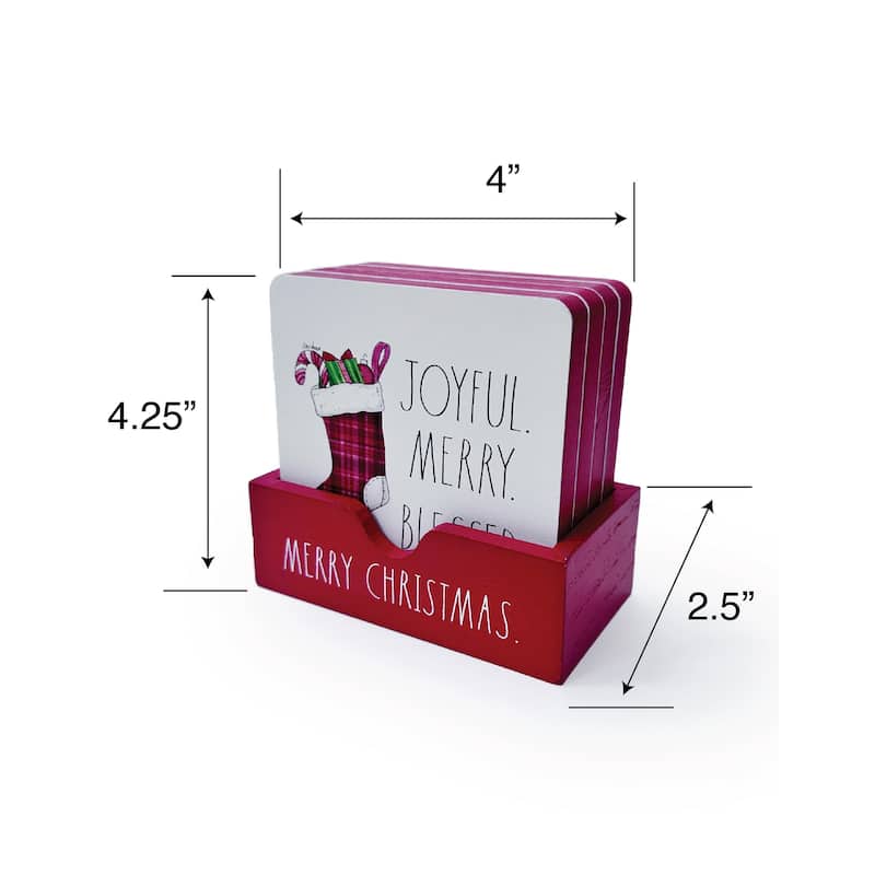 Rae Dunn Set of 4 Christmas Themed Drink Coasters - N/A