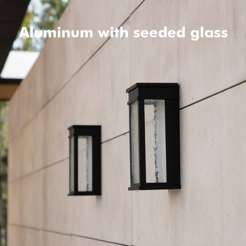 Lutec 1-Light Black Integrated LED Outdoor Wall Sconce with Dusk to Dawn Feature - 4.72 x 8.66 x 3.46