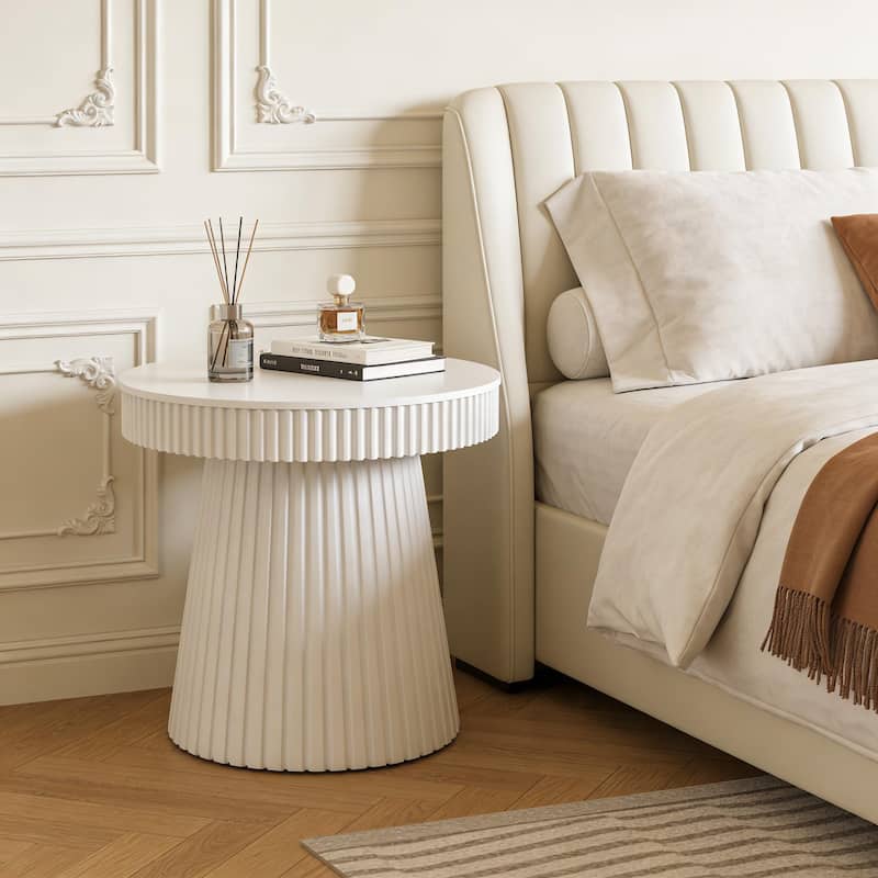 31.5 Inches Round Side Table, Modern Accent End Table, Small Dining Table, Nightstand & Bedside Table for Living Room, Bedroom