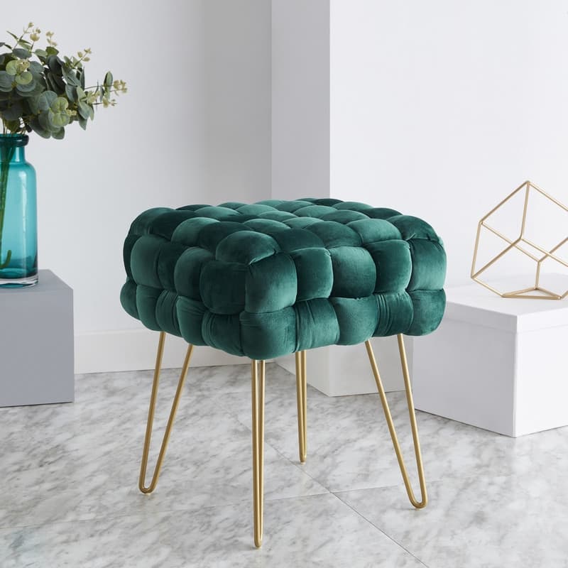 Mirage Modern Square Woven Velvet Ottoman