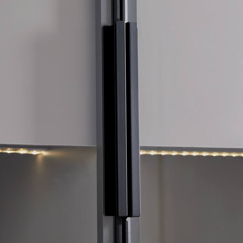 Display Storage Cabinet, Freestanding Display Cabinet with Tempered Glass Doors & LED Lighting