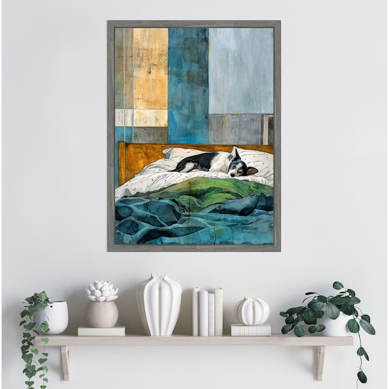Dogs Life Pillows by Justyna Jaszke Framed Canvas Wall Art