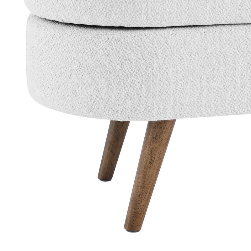 HomeRoots 44" White and Brown Linen Upholstered Storage Bench with Flip Top - 43.5' X '16' X '16
