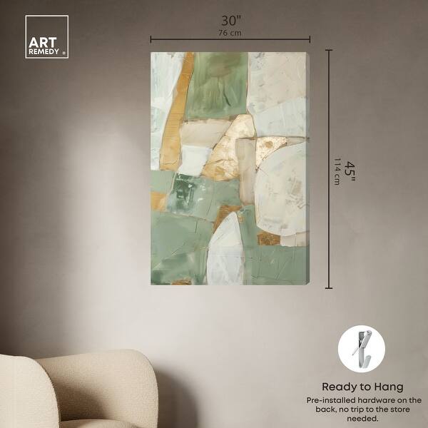 dimension image slide 5 of 6, Sage Green Boho Elegant Abstract Canvas Wall Art by Art Remedy, Gallery Wrapped