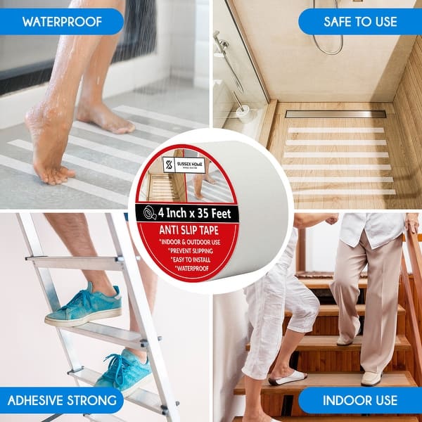 Anti Slip Transparent Tape, 5m Non-Slip Traction Grip Tape To Tubs, Boats, Stairs, Soft, Comfortable For Bare Feet[White
