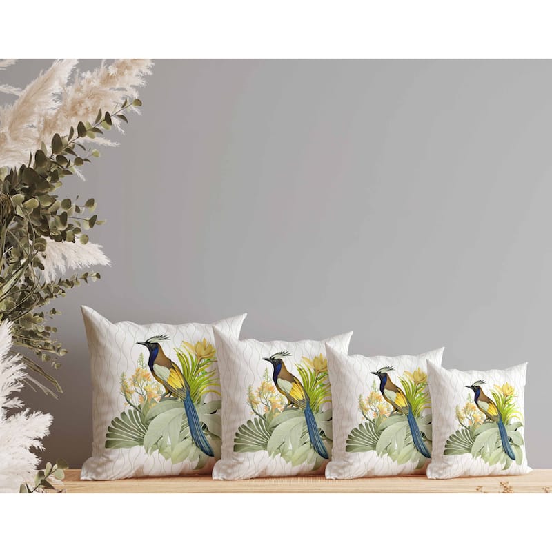 Woodland Flyers Faux Suede Reversible Throw Pillow White and Green