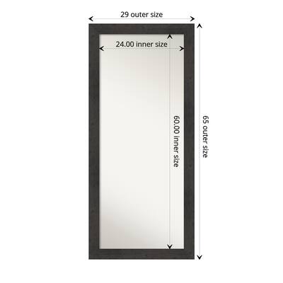 Non-Beveled Wood Full Length Floor Leaner Mirror - Rustic Plank Frame - Glass Size 24 x 60