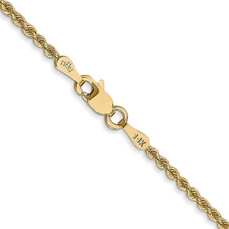 Curata 10k Yellow Gold 2mm Regular Rope Chain Necklace for Men (Lobster)