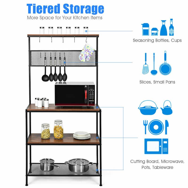 Gymax 4-Tier Kitchen Bakers Rack Microwave Oven Stand Industrial - See Details
