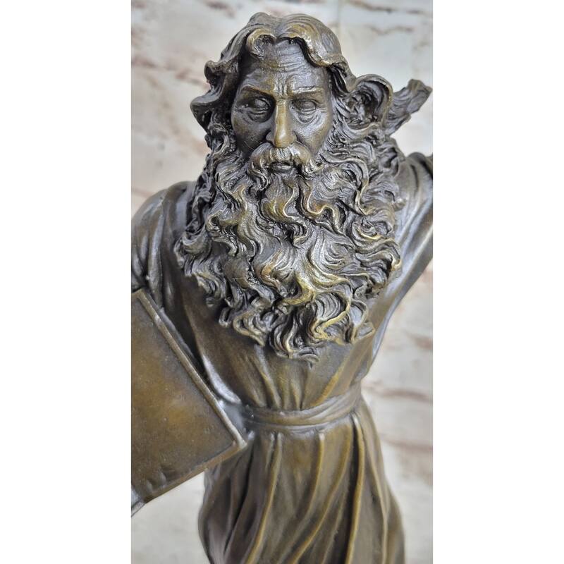 Hot Cast Bronze Sculpture Biblical Moses Ten Commandment Home Decoration Gift