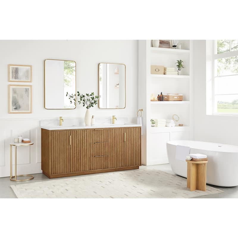 Bangkok Bath Vanity with White Grain Stone Top, no Mirror