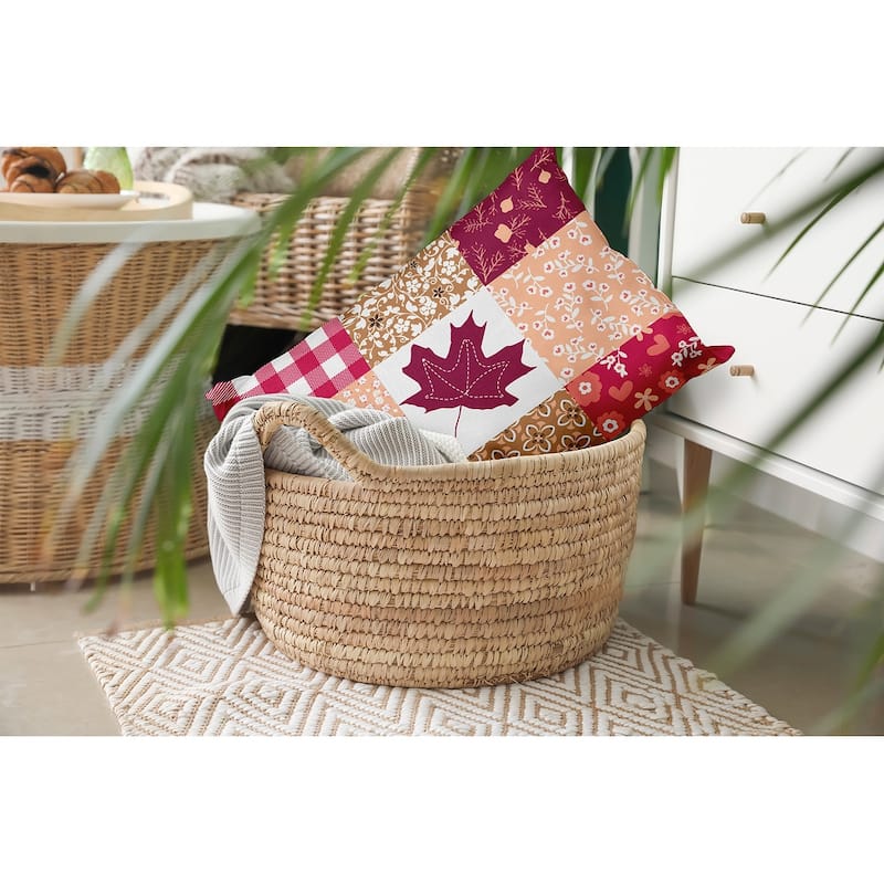 Printed Quilt Leaves Accent Pillow