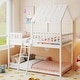 preview thumbnail 12 of 18, Costway Twin Over Twin House Bunk Bed with Roof, Ladder & Full-length White