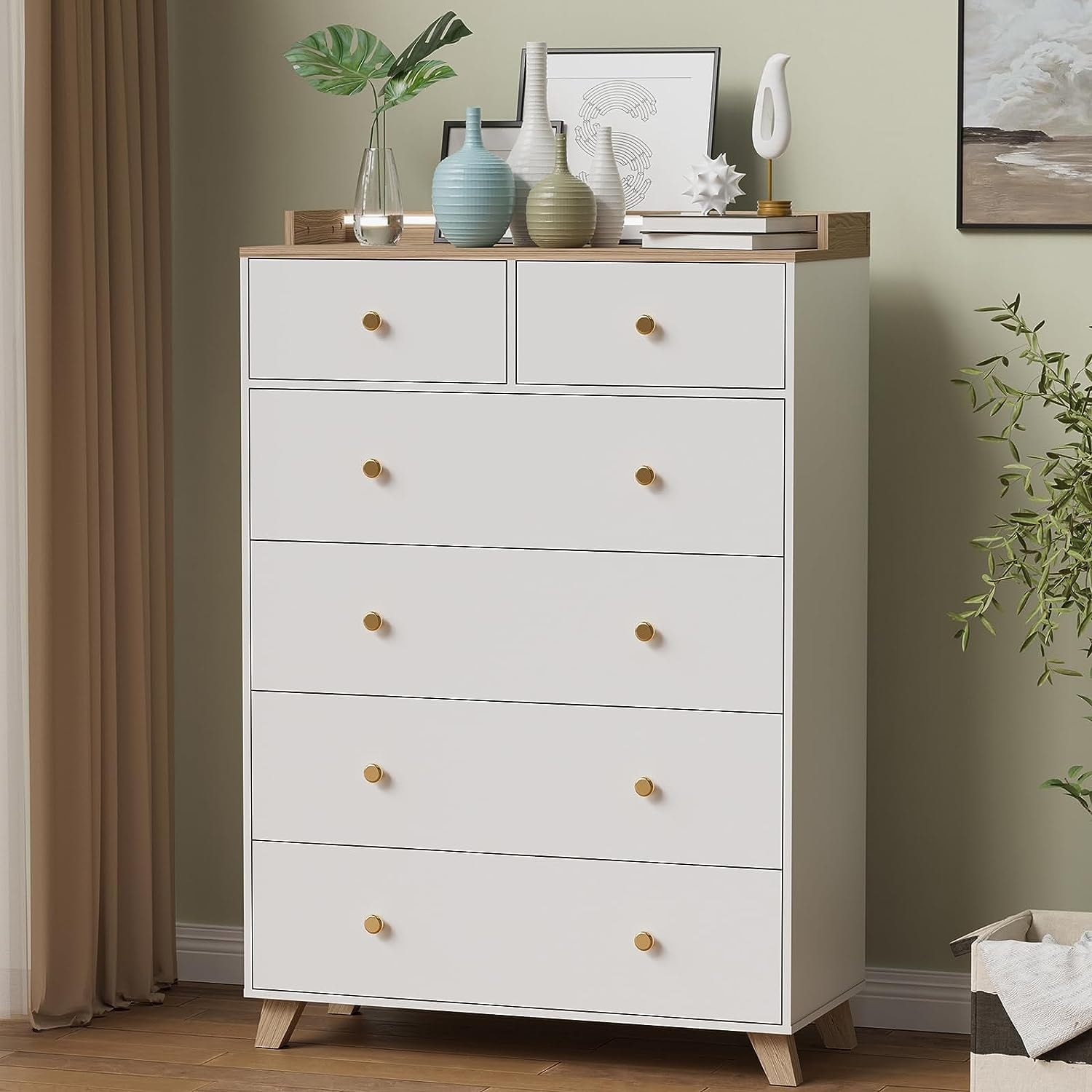 White Dresser for Bedroom 6 Drawer Dresser Tall Dresser On Sale