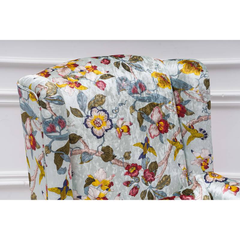 Upholstered Trim Wingback Armchair with Nailhead Trim