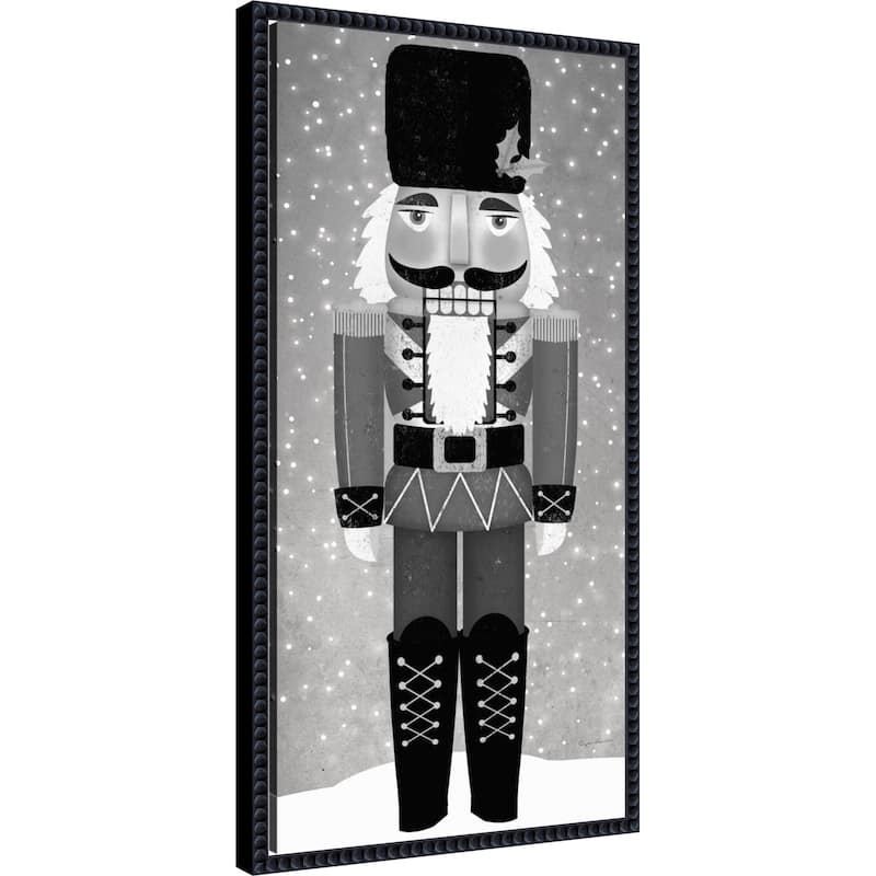 Nutcracker I Gray by Ryan Fowler (14 x 27 in.), Framed Canvas Wall Art Print - Sylvie Beaded Black