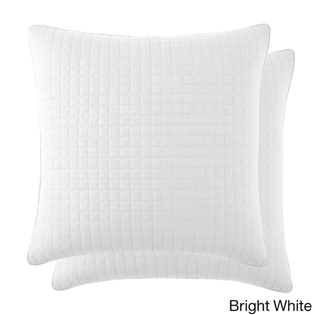 Beautiful Square Stitched Quilted Shams Covers (Set of 2) by Southshore Fine Linens - 20 x 26 - White