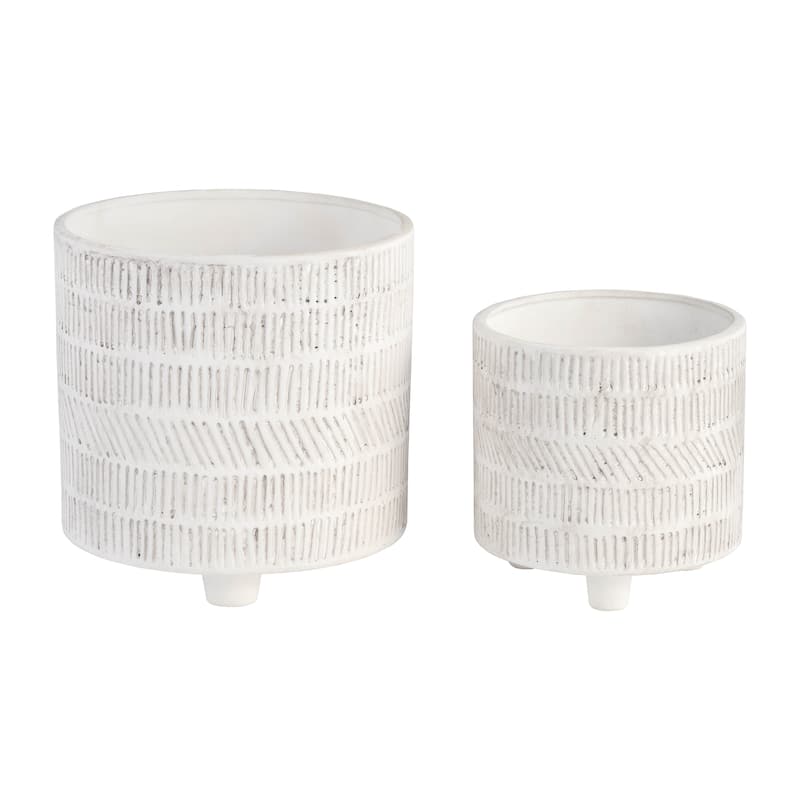 Ceramic Patterned Footed Planter - Set of 2 - 6" - 8"