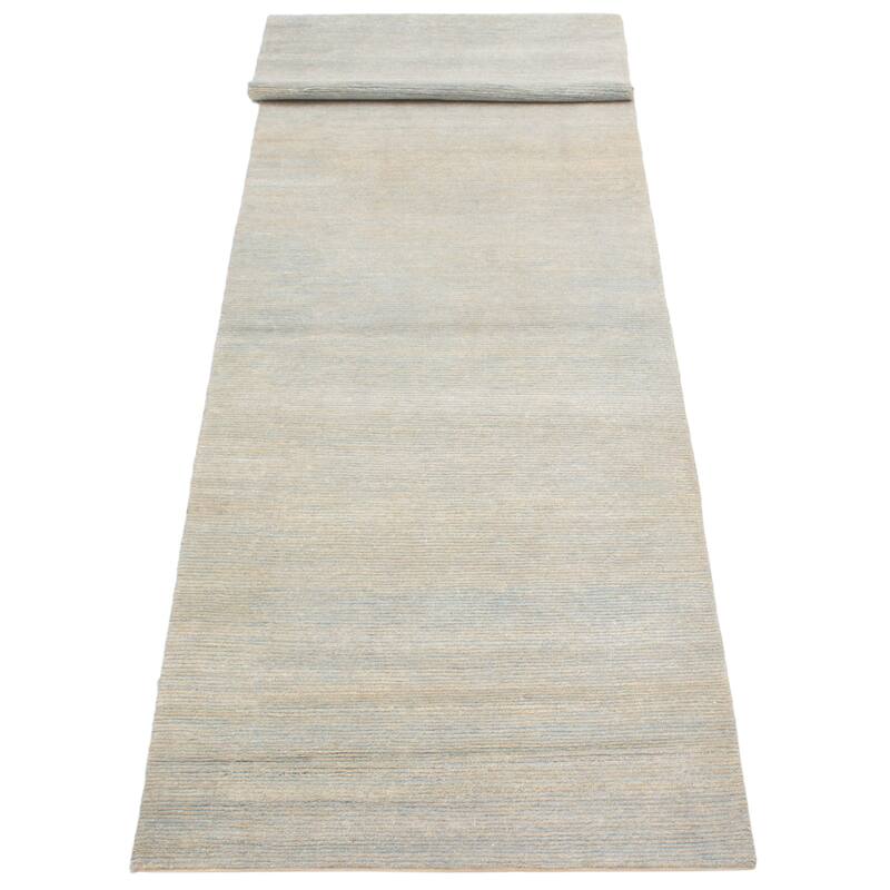 ECARPETGALLERY Hand-knotted Opulence Blue Jute Rug - 3'1 x 13'7