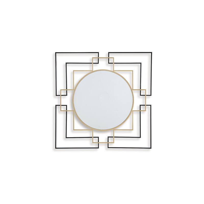 Signature Design by Ashley Oceanal Black/Gold Accent Mirror - 40" W x 1" D x 40" H