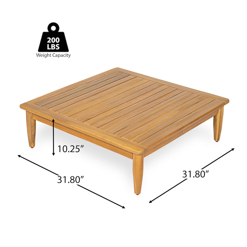 Scott Living - Sorrel Patio Acacia Square Coffee Table with Slatted Rustic Texture