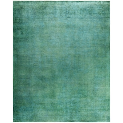 Overdyed One-of-a-Kind Hand-Knotted Area Rug - Green - 8' 3" x 10' 1"