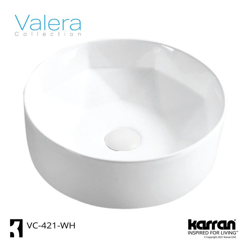 Karran Valera 16" Vitreous China Vessel Bathroom Sink in White