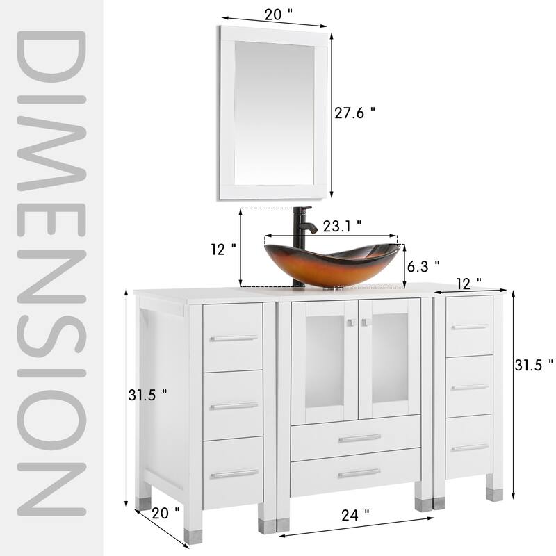 48" Bathroom Vanity with Sink Set Side Cabinet Combo
