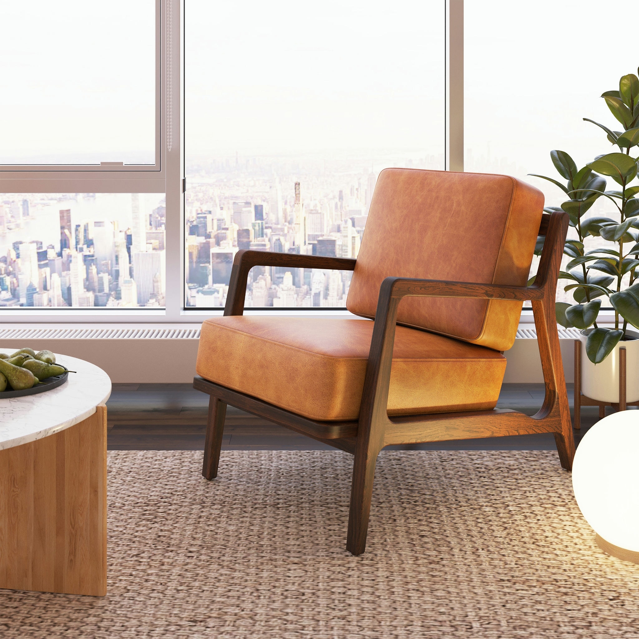 Poly & Bark Verity Leather Lounge Chair - Full Grain Genuine Italian Leather