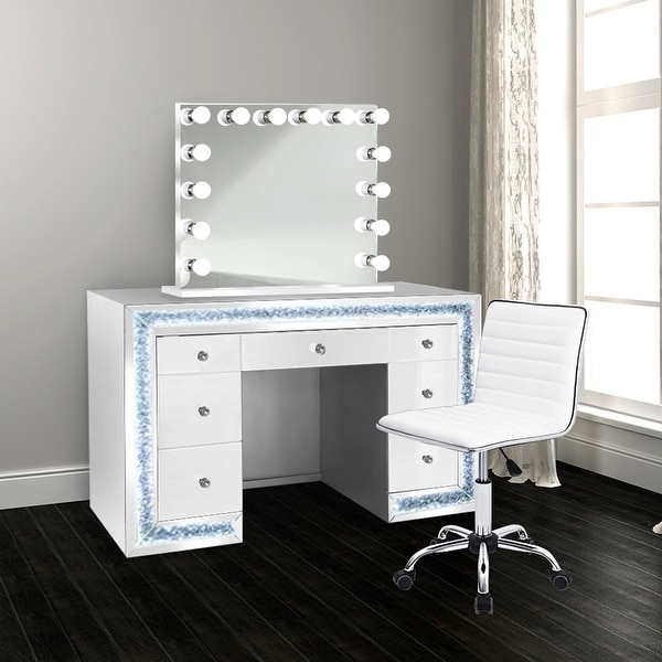 Makeup vanity with lights and hotsell chair