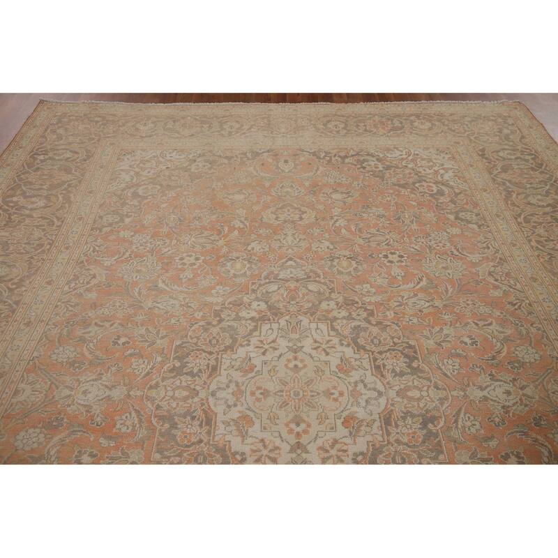 Traditional Kashan Persian Rug Hand-knotted Vintage Wool Carpet - 8'4" x 11'5"