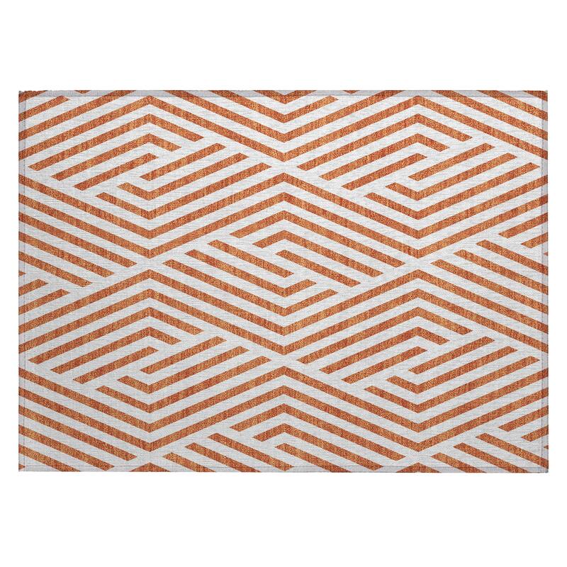 Machine Washable Indoor/ Outdoor Modern Diamonds Chantille Rug