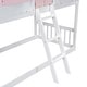 preview thumbnail 8 of 22, Artsy Twin over Twin Wood House Roof Bunk Bed with Roof, Window Box, Door, Safety Guardrails and Ladder