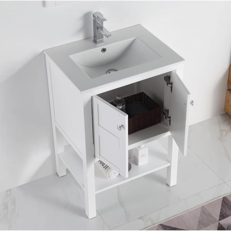 24" Tennant Brand Arola Small Slim Narrow White Bathroom Vanity