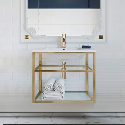 Pierre 30 Single, Open Shelf, Metal Frame Bathroom Vanity