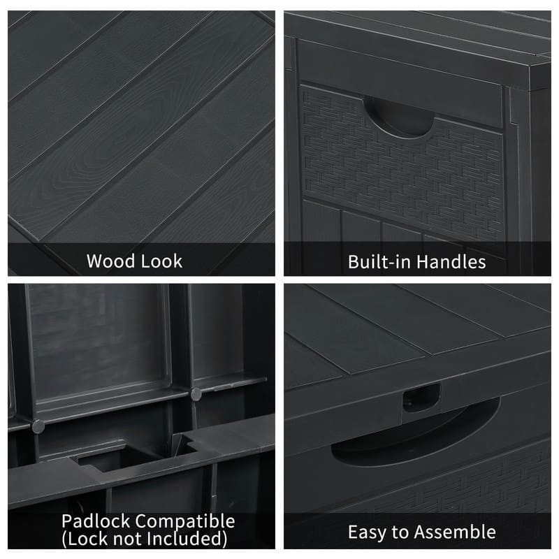 33 Gallons Gray Water Resistant PVC Deck Box - N/A