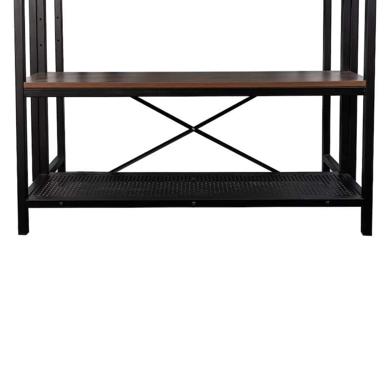 Kitchen Island Table with 3-Tier Shelf and 3 Hooks for Living Space