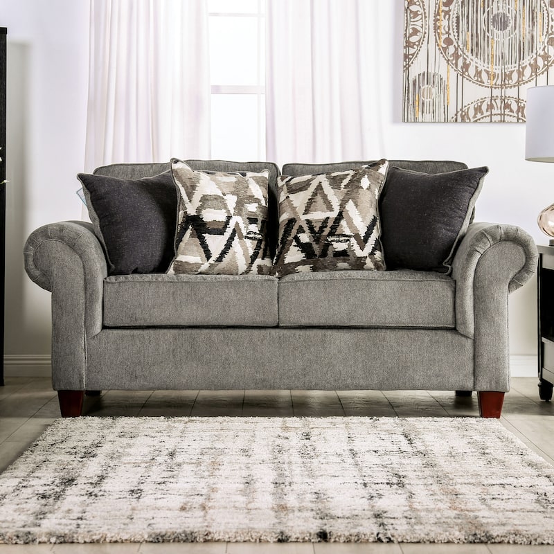 Mecia Transitional Chenille Rolled Arms 2-Piece Sofa Set by Furniture of America