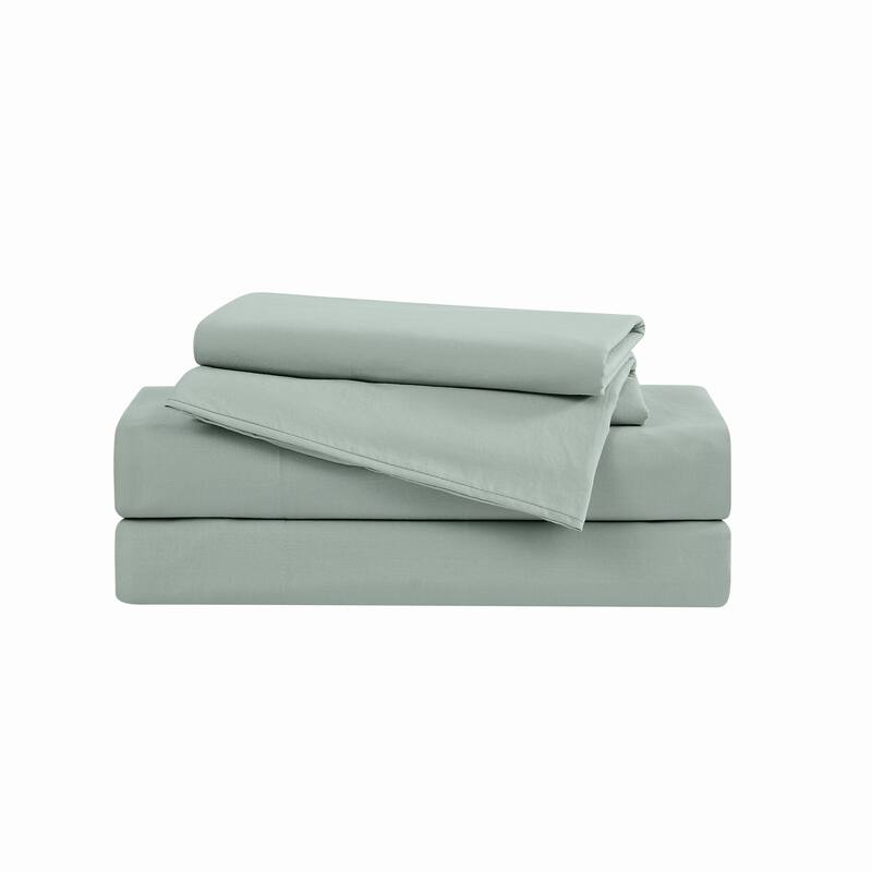 The Farmhouse by Rachel Ashwell Washed Solid Cotton Sheet Set - Green - Queen