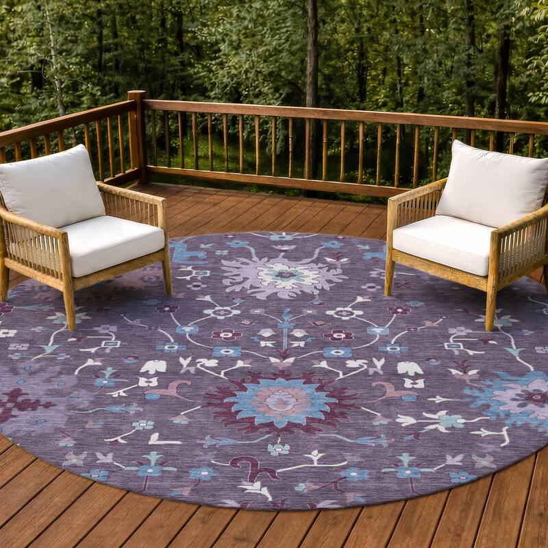 Machine Washable Indoor/ Outdoor Global Dillon Chantille Rug - Plum - 8' x 8'