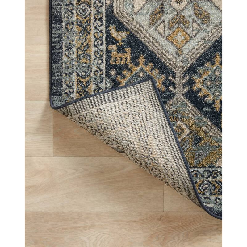 Alexander Home Luxe Antiqued-Diamond Motif Distressed Area Rug