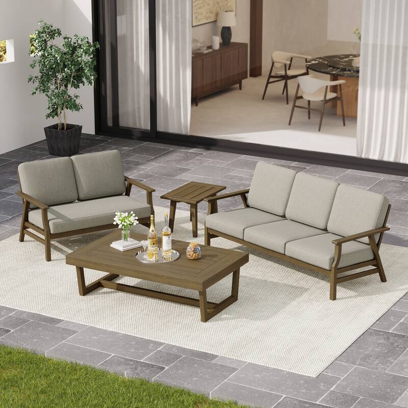 Arthur 4-Piece Teak Wood Patio Conversation Set