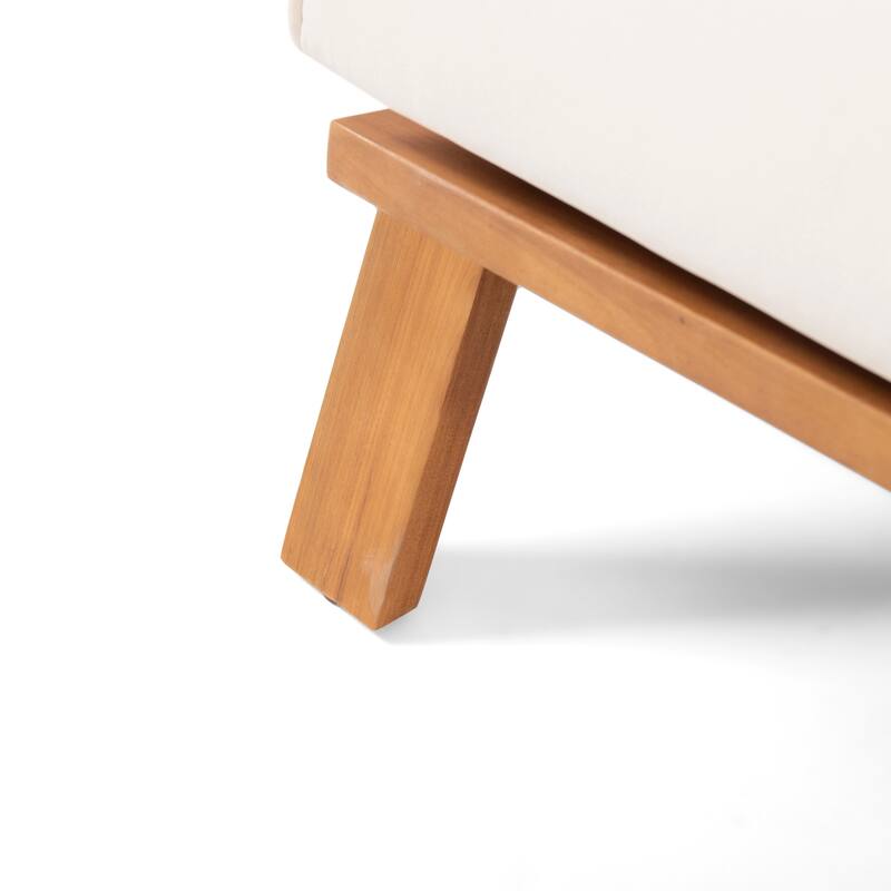 Roomfitters Mid-Century Acacia Wood Lounge Armchair with Cushions, Patio Seating Furniture