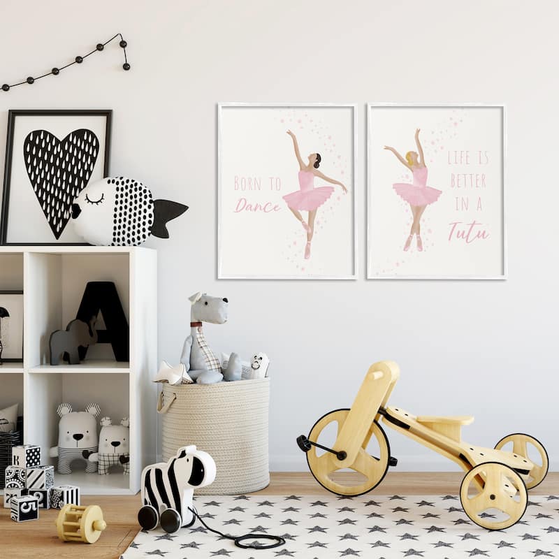 Stupell Inspiring Ballerina Sentiments Framed Giclee Art Design By Chen Alyesh (Set of 2)